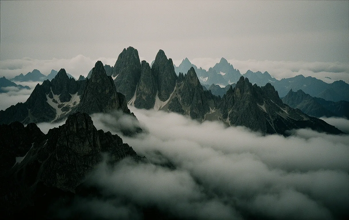 Mist-covered Swiss mountains